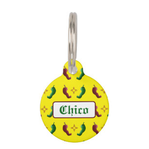 Placa Para Mascotas Chile rojo chile verde sol zia