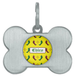 Placa Para Mascotas Chile rojo chile verde sol zia