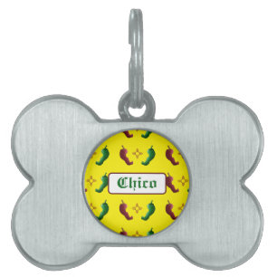 Placa Para Mascotas Chile rojo chile verde sol zia