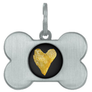 Placa Para Mascotas Chip de papa en forma de corazón