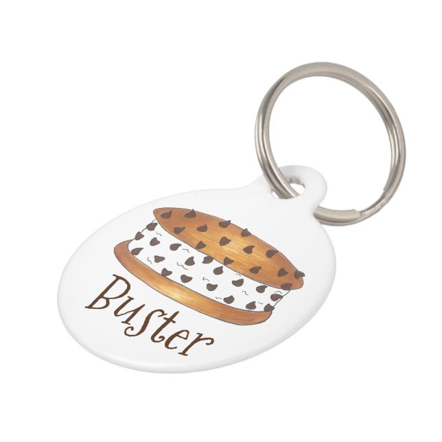 Placa Para Mascotas Chipwich Ice Cream Sandwich Etiqueta personalizada (Lateral)