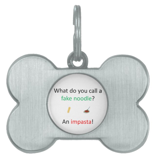 Placa Para Mascotas Chiste falso de los tallarines (Frente)