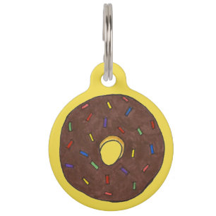Placa Para Mascotas Chocolate Donut Doughnut espolvorear amarillo