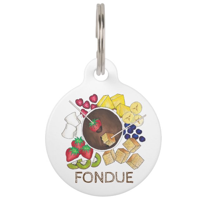 Placa Para Mascotas Chocolate Fondue Fruit Marshmallow postre (Anverso)