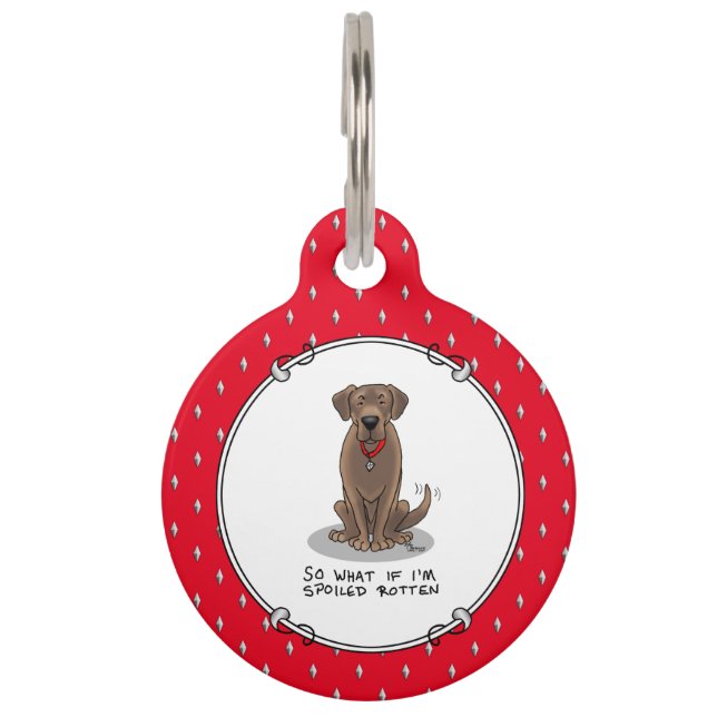 Placa Para Mascotas Chocolate Lab Labrador Retriever Malcriado (Anverso)