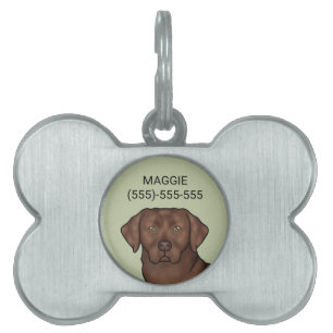 Placa Para Mascotas Chocolate Labrador Recuperador Art Cute Lab Cabeza