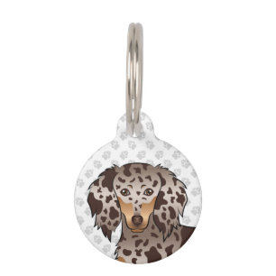 Placa Para Mascotas Chocolate y Tan Dapple Larga Cabeza Dachshund