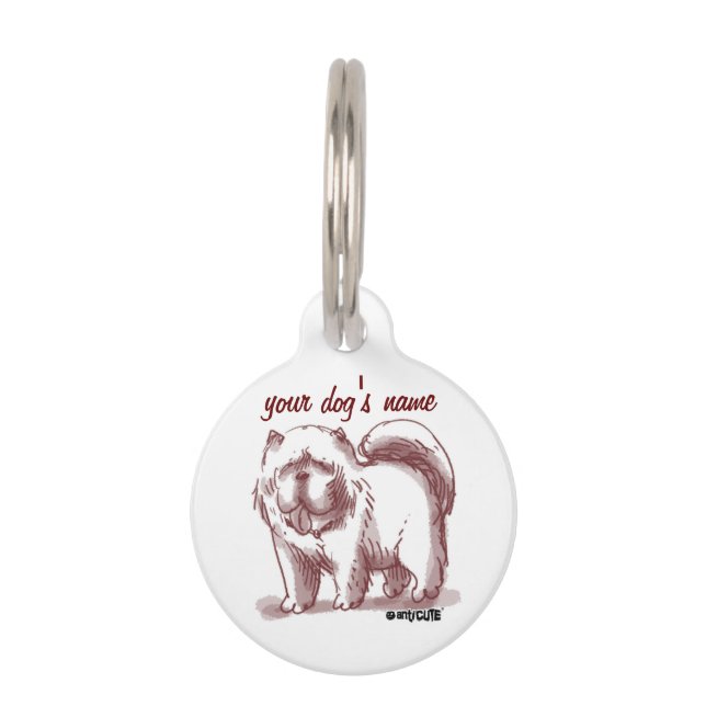 Placa Para Mascotas chow chow personalizado de perro divertido (Reverso)