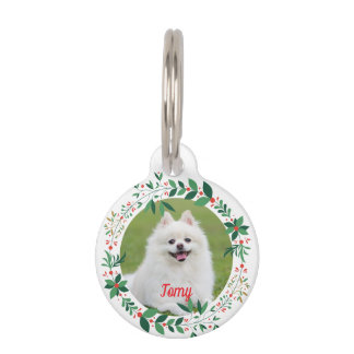 Placa Para Mascotas Christmas Round Pet Tag – Festive Holiday ID Tag