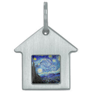 Placa Para Mascotas Cielo Antiguo Noche Estrellada