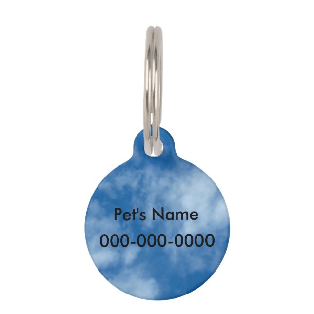 Placa Para Mascotas Cielo azul con nubes (Reverso)