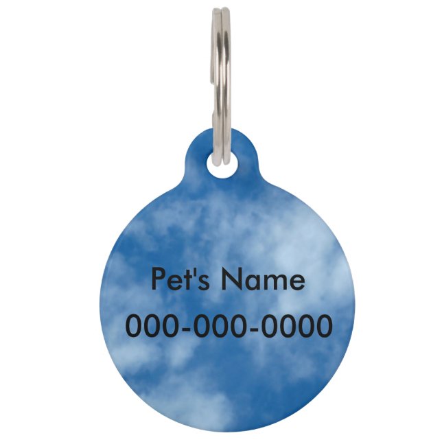 Placa Para Mascotas Cielo azul con nubes (Reverso)
