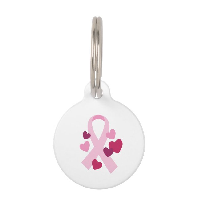 Placa Para Mascotas Cinta de cáncer de mama (Anverso)
