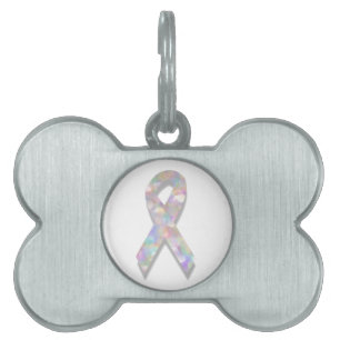 Placa Para Mascotas cinta para el cáncer de pulmón de perla
