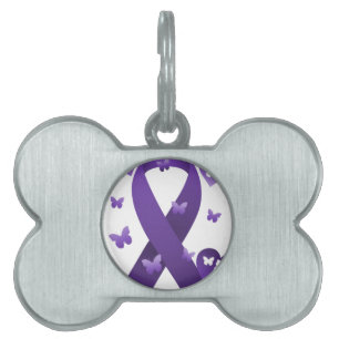 Placa Para Mascotas Cinta púrpura de la conciencia