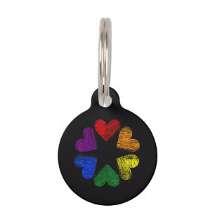 Placa Para Mascotas Círculo de Arcoíris de Corazones Orgullo Gay Amor 