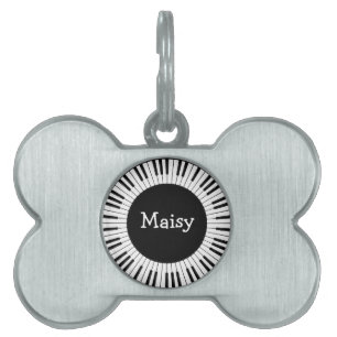 Placa Para Mascotas Círculo de claves de piano Diseñar etiqueta de mas