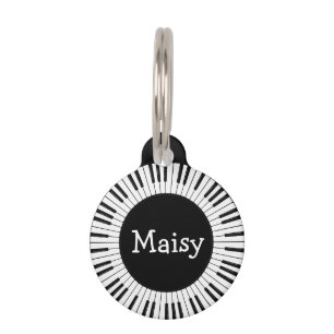 Placa Para Mascotas Círculo de claves de piano Diseñar etiqueta de mas