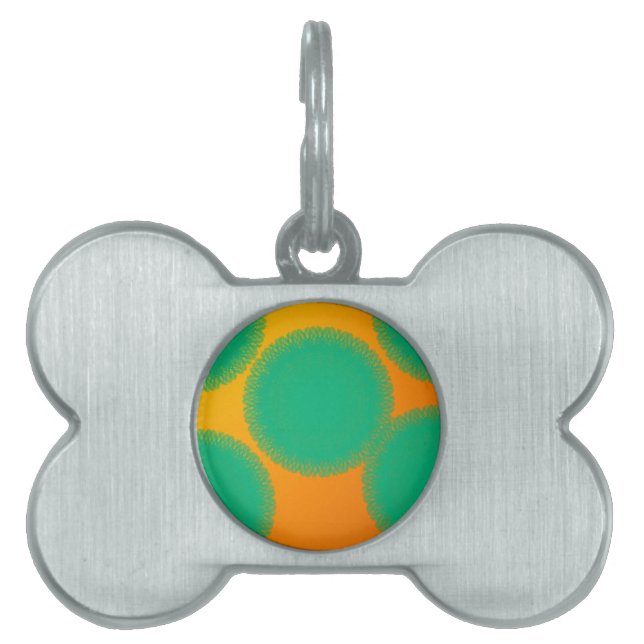 Placa Para Mascotas círculo verde en naranja amarillento (Frente)