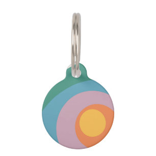 Placa Para Mascotas círculos de estilo retro multicolor