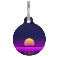 Ciudad Retro de los años 1980 con luces de neón br