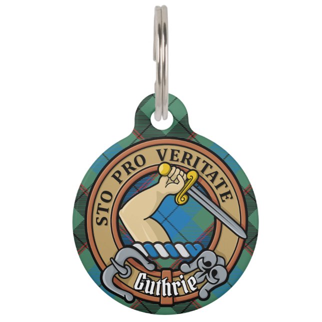 Placa Para Mascotas Clan Guthrie Escudo por Tartán (Anverso)