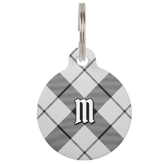 Placa Para Mascotas Clan MacFarlane Tartán blanco y negro (Anverso)
