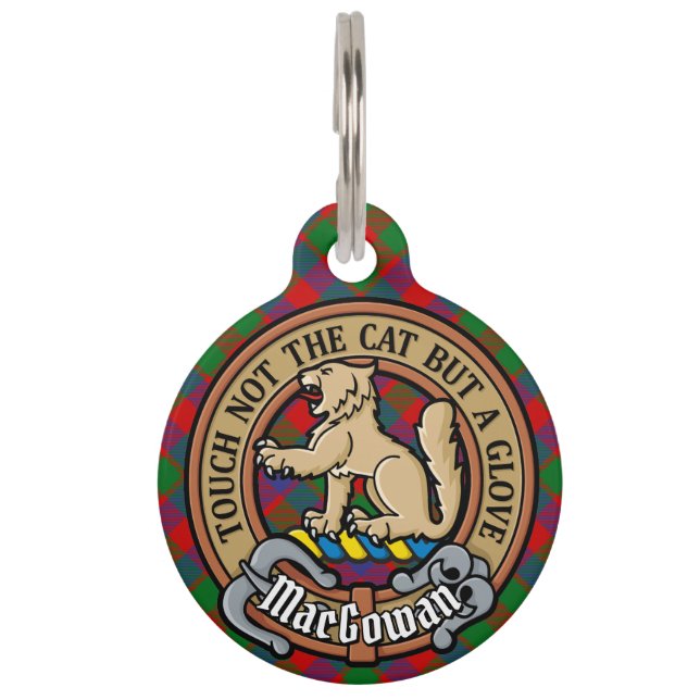 Placa Para Mascotas Clan MacGowan Escudo sobre Tartán (Anverso)