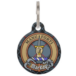 Placa Para Mascotas Clan MacKay Escudo sobre Blue Tartán