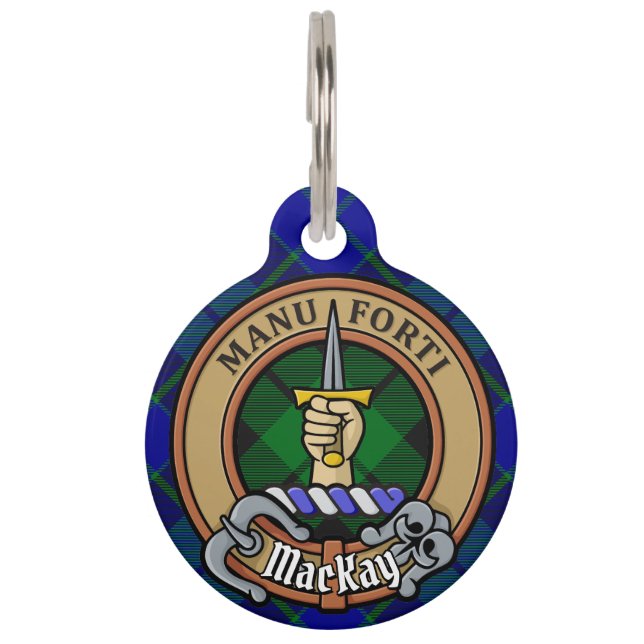 Placa Para Mascotas Clan MacKay Escudo sobre Tartán (Anverso)