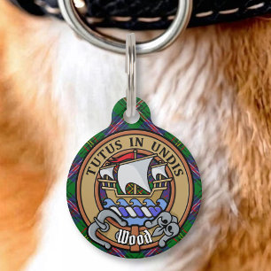 Placa Para Mascotas Clan Wood Crest sobre Tartán
