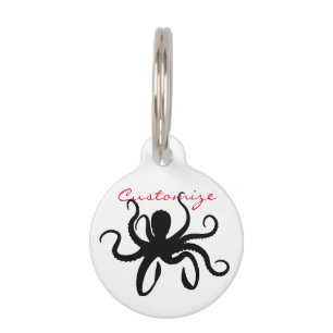 Placa Para Mascotas Clásico de Silhouette Thunder_Cove Octopus