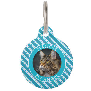 Placa Para Mascotas Clásico regalo personalizado para gatos con rayas