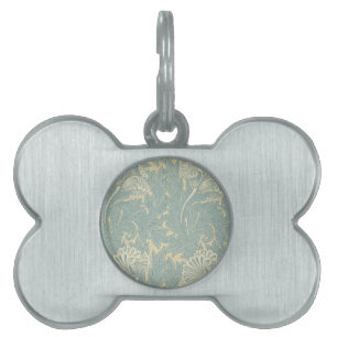 Placa Para Mascotas Clásico Tulipán Azul Floral de William Morris