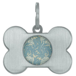 Placa Para Mascotas Clásico Tulipán Azul Floral de William Morris