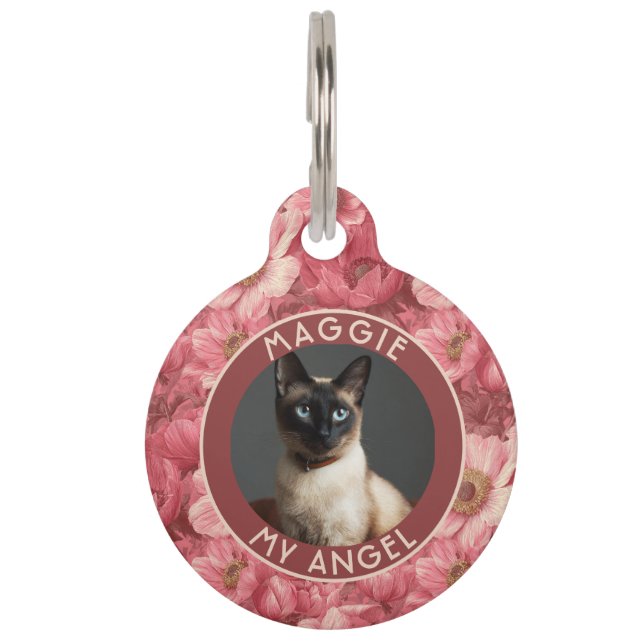Placa Para Mascotas Classic Cat Lover Present Anemones Floral (Anverso)