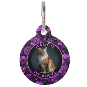 Placa Para Mascotas Clavel Elegante Regalo para Papá Gato