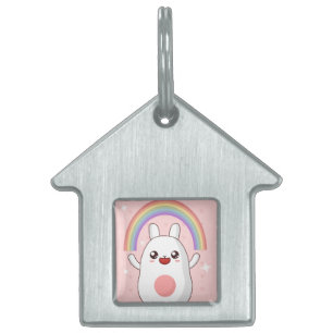 Placa Para Mascotas Clísico arcoiris de Kawaii