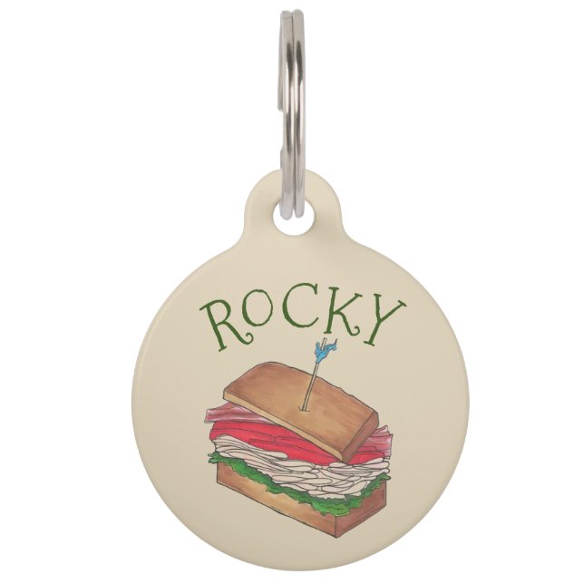 Placa Para Mascotas Club de Turquía personalizado Sandwich de comida p (Anverso)