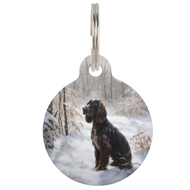 Placa Para Mascotas Cocker Spaniel Deja que nieve Navidad (Anverso)