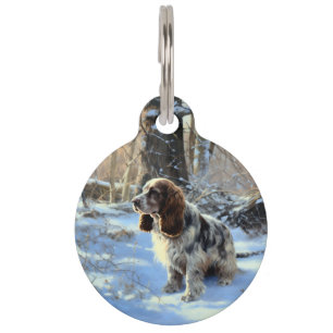 Placa Para Mascotas Cocker Spaniel Deja que nieve Navidad