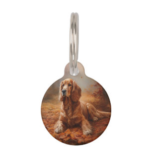 Placa Para Mascotas Cocker Spaniel en hojas de otoño caídas inspira