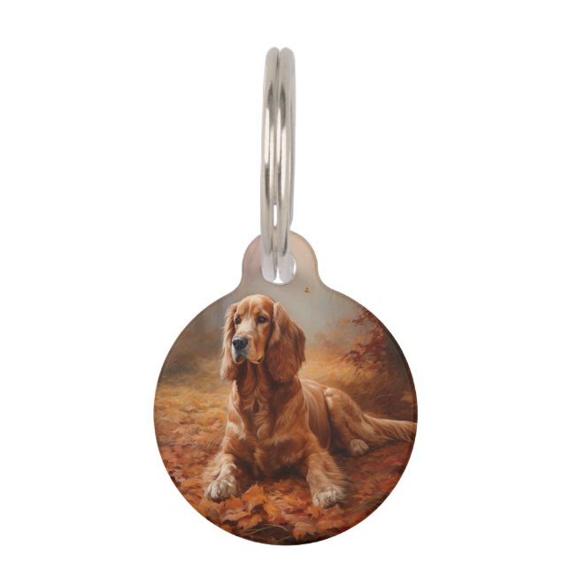 Placa Para Mascotas Cocker Spaniel en hojas de otoño inspira caída (Anverso)
