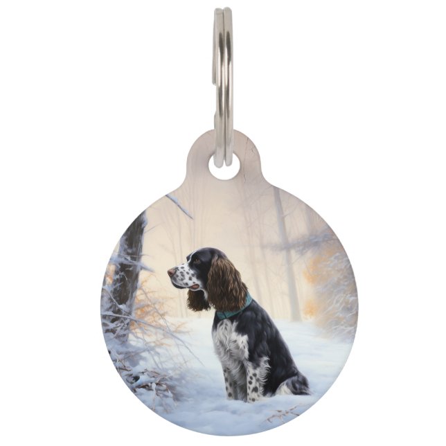 Placa Para Mascotas Cocker Spaniel Inglés Dejar que nieve Navidad (Anverso)