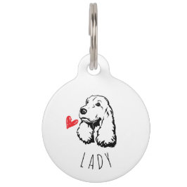 Placa Para Mascotas Cocker spaniel personalizó la etiqueta de la