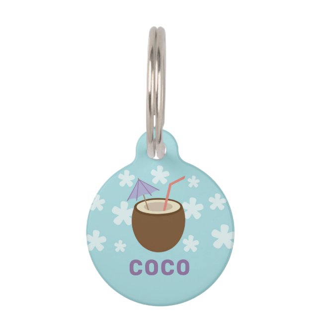 Placa Para Mascotas Coco tropical (Anverso)