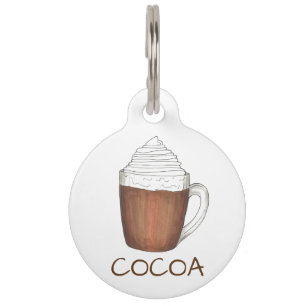 Placa Para Mascotas COCOA Invierno Chocolate caliente Holiday Dog Etiq