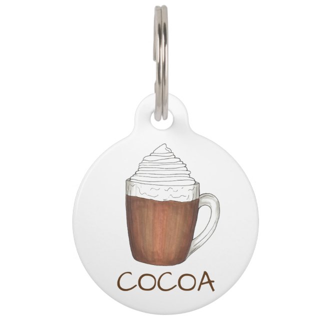 Placa Para Mascotas COCOA Invierno Chocolate caliente Holiday Dog Etiq (Anverso)