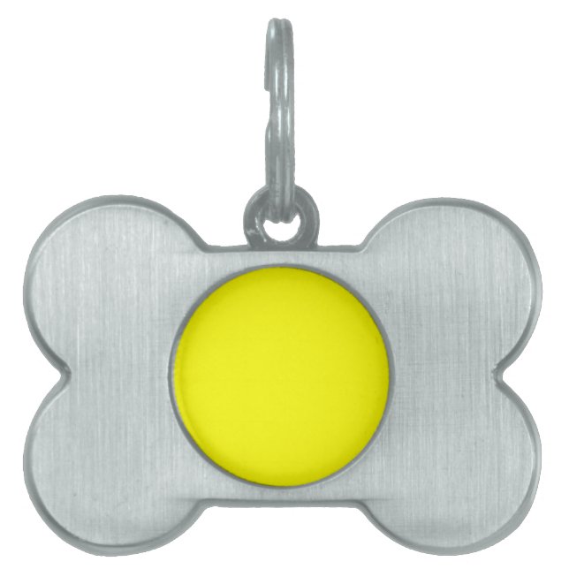 Placa Para Mascotas Código hexagonal amarillo neón FFFF01 (Frente)