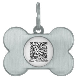 Placa Para Mascotas Código QR blanco escaneado información de contacto